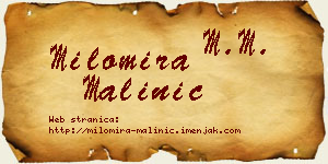 Milomira Malinić vizit kartica